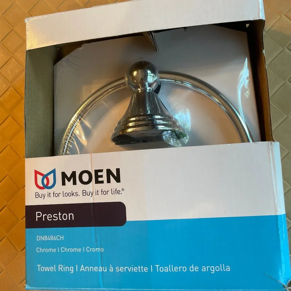 Moen Preston Chrome Towel Ring DN8486CH New in Box